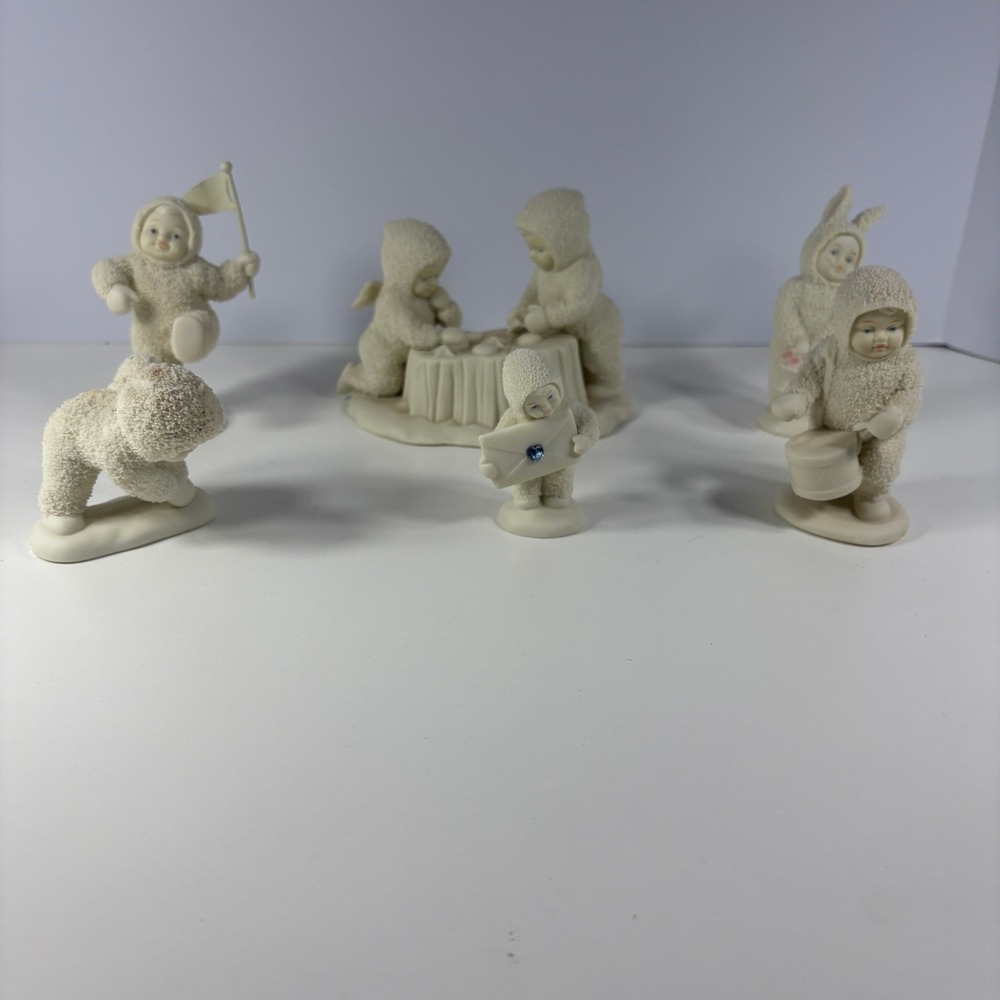 Department 56 Lot Of 4 Snowbabies Figurines Children In Snowsuits Porcelain